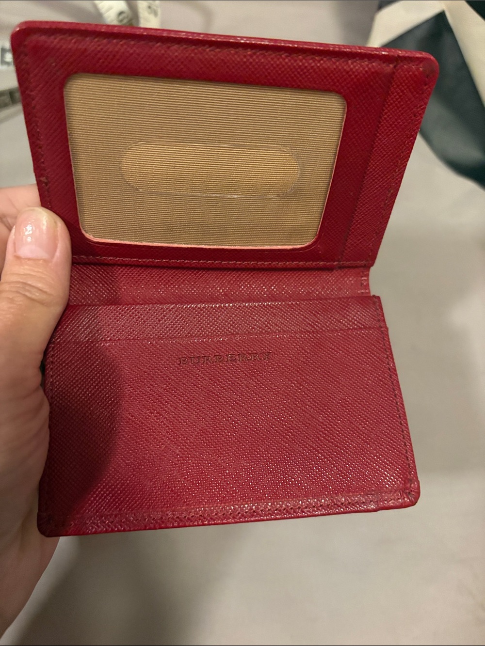 Burberry Red Leather & Nova Check Card Holder - Picture 2 of 11
